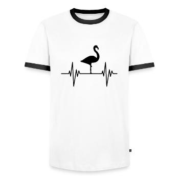 Flamingo Pulse - Men's Ringer Shirt - white/black - Front - AI Model Female 172 light (172cm) & AI Model Male 178 dark (178cm)