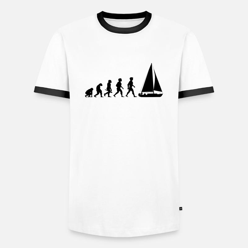 Evolution Segeln Segelboot Segelschiff - Männer Kontrast-T-Shirt - Weiß/Schwarz