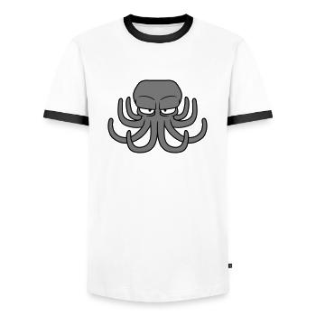 Oktopus Kraken Tintenfisch Kopffüßer böser Blick - Männer Kontrast-T-Shirt - Weiß/Schwarz - Vorne - AI Model Female 172 light (172cm) & AI Model Male 178 dark (178cm)