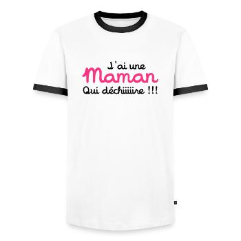 J'ai une Maman qui déchiiire ! - T-shirt contrasté Homme - blanc/noir - Devant - AI Model Female 172 light (172cm) & AI Model Male 178 dark (178cm)
