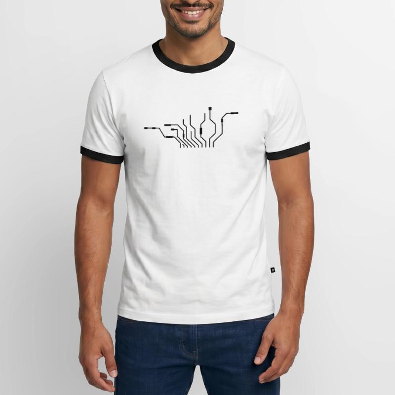 pc wires processor cpu wire cabling compu Men's Ringer Shirt
