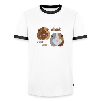 wheek wheek wheek guinea pigs! - Men's Ringer Shirt - white/black - Front - AI Model Female 172 light (172cm) & AI Model Male 178 dark (178cm)
