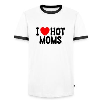 J'aime les mamans chaudes - T-shirt contrasté Homme - blanc/noir - Devant - AI Model Female 172 light (172cm) & AI Model Male 178 dark (178cm)