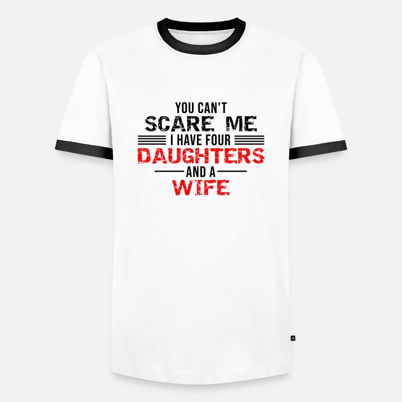 VIER TÖCHTER - Männer Kontrast-T-Shirt - Weiß/Schwarz