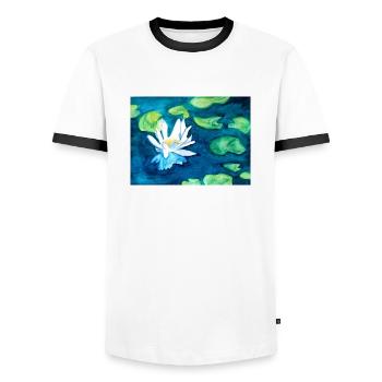 Lotus - Men's Ringer Shirt - white/black - Front - AI Model Female 172 light (172cm) & AI Model Male 178 dark (178cm)