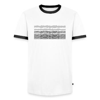 Design Lines Stripes - Men's Ringer Shirt - white/black - Front - AI Model Female 172 light (172cm) & AI Model Male 178 dark (178cm)