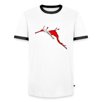 Kleiner Fetzenfisch von Scuba.Style - Männer Kontrast-T-Shirt - Weiß/Schwarz - Vorne - AI Model Female 172 light (172cm) & AI Model Male 178 dark (178cm)