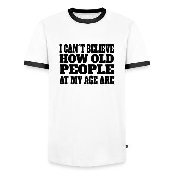 Pensioner Dad Grandma Start of retirement Grandpa Retirement - Men's Ringer Shirt - white/black - Front - AI Model Female 172 light (172cm) & AI Model Male 178 dark (178cm)