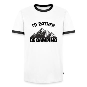 i'd rather be camping funny saying - Men's Ringer Shirt - white/black - Front - AI Model Female 172 light (172cm) & AI Model Male 178 dark (178cm)