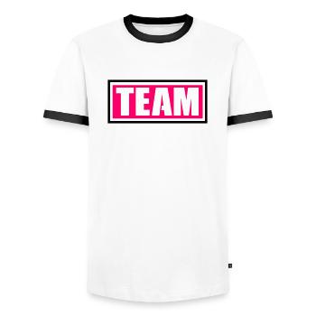 équipe - T-shirt contrasté Homme - blanc/noir - Devant - AI Model Female 172 light (172cm) & AI Model Male 178 dark (178cm)