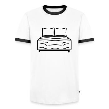 Bed - Men's Ringer Shirt - white/black - Front - AI Model Female 172 light (172cm) & AI Model Male 178 dark (178cm)