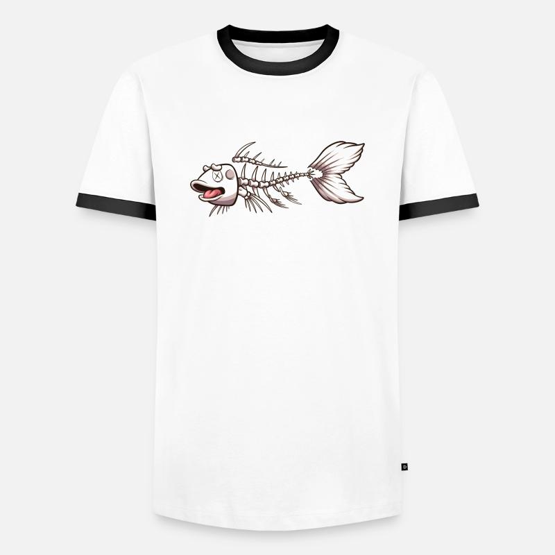 Koi Karp Fish Skeleton - Men's Ringer Shirt - white/black