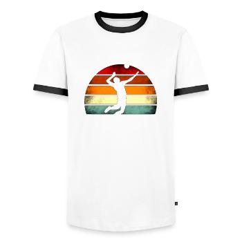 Vintage Volleyball - Men's Ringer Shirt - white/black - Front - AI Model Female 172 light (172cm) & AI Model Male 178 dark (178cm)