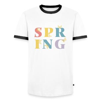 Enfin le printemps ! - T-shirt contrasté Homme - blanc/noir - Devant - AI Model Female 172 light (172cm) & AI Model Male 178 dark (178cm)