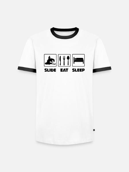 Slide eat sleep Westernreiter Shirt - Männer Kontrast-T-Shirt - Weiß/Schwarz