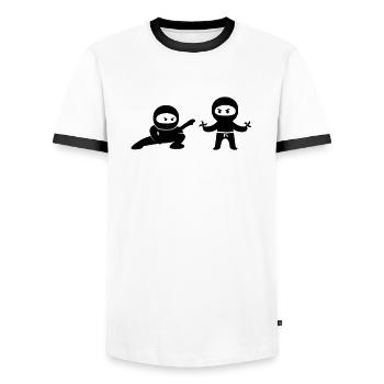 ninjas comic - Männer Kontrast-T-Shirt - Weiß/Schwarz - Vorne - AI Model Female 172 light (172cm) & AI Model Male 178 dark (178cm)
