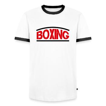 Boxing Boxes - Men's Ringer Shirt - white/black - Front - AI Model Female 172 light (172cm) & AI Model Male 178 dark (178cm)