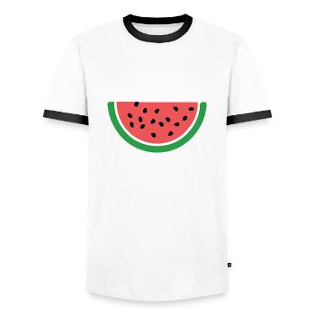 DAS IST KEINE WASSERMELONE - Männer Kontrast-T-Shirt - Weiß/Schwarz - Vorne - AI Model Female 172 light (172cm) & AI Model Male 178 dark (178cm)