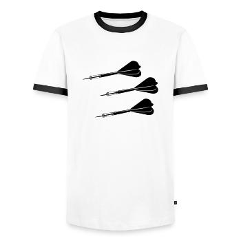 Dartpfeile - Männer Kontrast-T-Shirt - Weiß/Schwarz - Vorne - AI Model Female 172 light (172cm) & AI Model Male 178 dark (178cm)