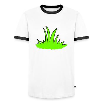 Grass Meadow Many Grasses Blades of Grass Green Nature Cool - Men's Ringer Shirt - white/black - Front - AI Model Female 172 light (172cm) & AI Model Male 178 dark (178cm)