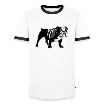 Bulldog - Pet Sticker - Männer Kontrast-T-Shirt - Weiß/Schwarz - Vorne - AI Model Female 172 light (172cm) & AI Model Male 178 dark (178cm)