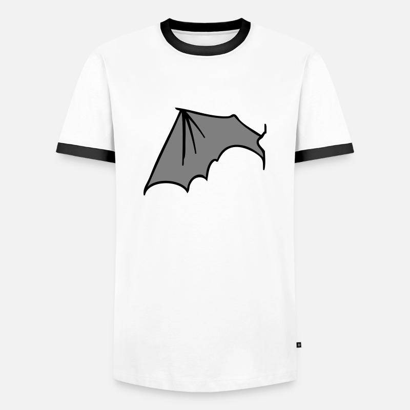 batwing_left_grey - Men's Ringer Shirt - white/black