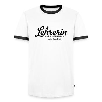 Lehrerin - Männer Kontrast-T-Shirt - Weiß/Schwarz - Vorne - AI Model Female 172 light (172cm) & AI Model Male 178 dark (178cm)