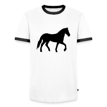 horse - Männer Kontrast-T-Shirt - Weiß/Schwarz - Vorne - AI Model Female 172 light (172cm) & AI Model Male 178 dark (178cm)