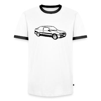309- - T-shirt contrasté Homme - blanc/noir - Devant - AI Model Female 172 light (172cm) & AI Model Male 178 dark (178cm)