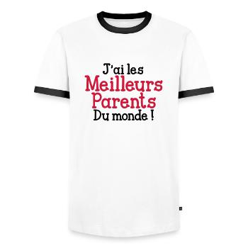 J'ai les Meilleurs Parents du monde ! - T-shirt contrasté Homme - blanc/noir - Devant - AI Model Female 172 light (172cm) & AI Model Male 178 dark (178cm)