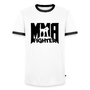 MMA Fighter Logo - Männer Kontrast-T-Shirt - Weiß/Schwarz - Vorne - AI Model Female 172 light (172cm) & AI Model Male 178 dark (178cm)