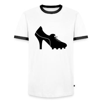 woman_soccer_01 - Men's Ringer Shirt - white/black - Front - AI Model Female 172 light (172cm) & AI Model Male 178 dark (178cm)