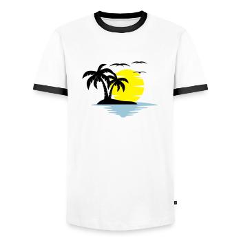île - T-shirt contrasté Homme - blanc/noir - Devant - AI Model Female 172 light (172cm) & AI Model Male 178 dark (178cm)