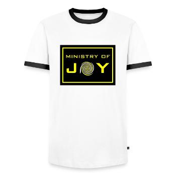 smiler ministère de la joie - T-shirt contrasté Homme - blanc/noir - Devant - AI Model Female 172 light (172cm) & AI Model Male 178 dark (178cm)