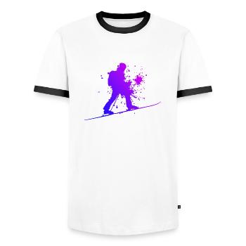 Ski Tour Ski Touring Skiing Tour Men's Ski Mounta - Men's Ringer Shirt - white/black - Front - AI Model Female 172 light (172cm) & AI Model Male 178 dark (178cm)