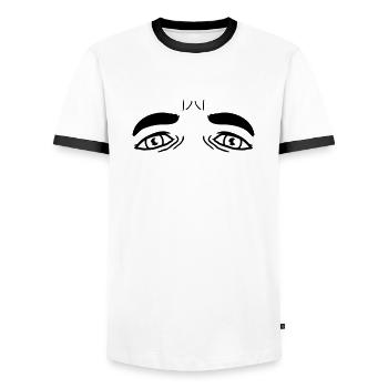 Conception de Crying Sad Eyes - T-shirt contrasté Homme - blanc/noir - Devant - AI Model Female 172 light (172cm) & AI Model Male 178 dark (178cm)