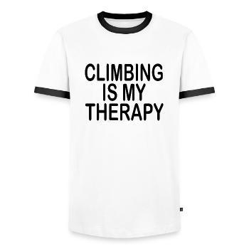 climbing - Männer Kontrast-T-Shirt - Weiß/Schwarz - Vorne - AI Model Female 172 light (172cm) & AI Model Male 178 dark (178cm)
