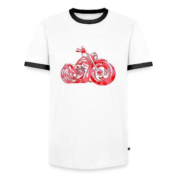 Balade Moto Vélo cyclomoteur motocross équitation motard - T-shirt contrasté Homme - blanc/noir - Devant - AI Model Female 172 light (172cm) & AI Model Male 178 dark (178cm)