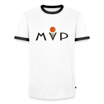 Basketball meilleur joueur - T-shirt contrasté Homme - blanc/noir - Devant - AI Model Female 172 light (172cm) & AI Model Male 178 dark (178cm)