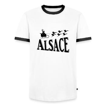 Alsace Christmas Storks - Men's Ringer Shirt - white/black - Front - AI Model Female 172 light (172cm) & AI Model Male 178 dark (178cm)