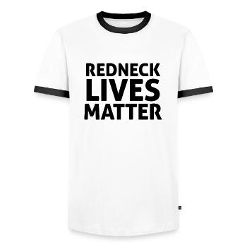 Redneck America Matters Country Western USA Men - Men's Ringer Shirt - white/black - Front - AI Model Female 172 light (172cm) & AI Model Male 178 dark (178cm)