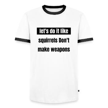 Anti Guerre Drôle Présent Idée Cadeau Années 60 - T-shirt contrasté Homme - blanc/noir - Devant - AI Model Female 172 light (172cm) & AI Model Male 178 dark (178cm)
