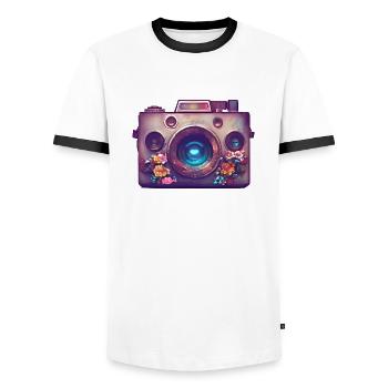 Camera Photographer Photographer Funny Photography - Men's Ringer Shirt - white/black - Front - AI Model Female 172 light (172cm) & AI Model Male 178 dark (178cm)