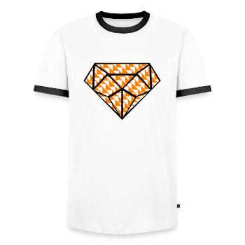 Diamond Design Art 2 - Men's Ringer Shirt - white/black - Front - AI Model Female 172 light (172cm) & AI Model Male 178 dark (178cm)