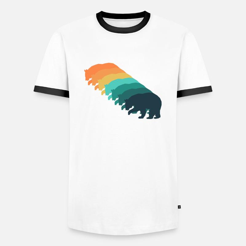 Retro-Bär - Männer Kontrast-T-Shirt - Weiß/Schwarz