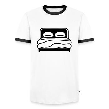 Bed - Men's Ringer Shirt - white/black - Front - AI Model Female 172 light (172cm) & AI Model Male 178 dark (178cm)