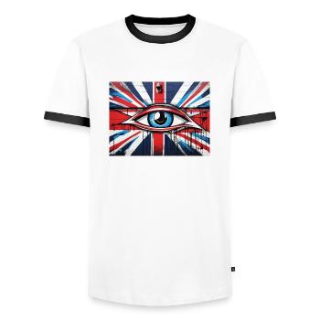 Big Brother - Somebody's Watching You - Men's Ringer Shirt - white/black - Front - AI Model Female 172 light (172cm) & AI Model Male 178 dark (178cm)