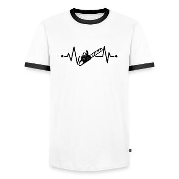Tronçonneuse Heartbeat Lumberjack Bûcheron - T-shirt contrasté Homme - blanc/noir - Devant - AI Model Female 172 light (172cm) & AI Model Male 178 dark (178cm)