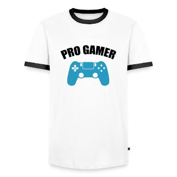 Joueur professionnel - T-shirt contrasté Homme - blanc/noir - Devant - AI Model Female 172 light (172cm) & AI Model Male 178 dark (178cm)
