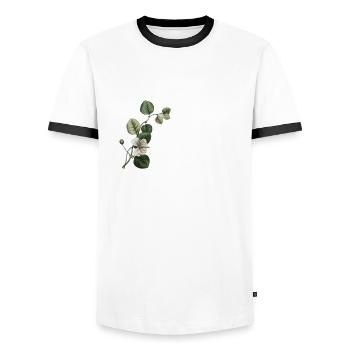 Numéro 21 floral vert -21e anniversaire floral - T-shirt contrasté Homme - blanc/noir - Devant - AI Model Female 172 light (172cm) & AI Model Male 178 dark (178cm)